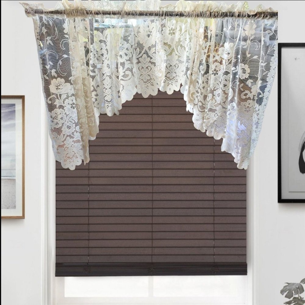 Jcpenny White Sheer Floral Sharon Lace Swag‎ Valances Rod Pocket 39" Country
